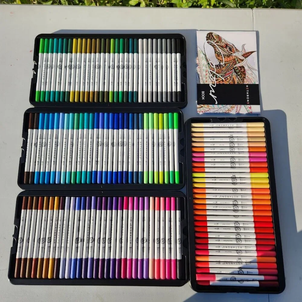 NEW 120 Colors Art Supplies Brush Markers Pens for Adult Coloring Books School D